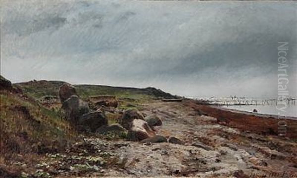 Strandparti Fra Helgenaes Oil Painting by Janus la Cour