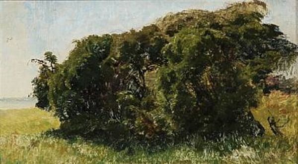 Landscape With Green Trees Oil Painting by Janus la Cour