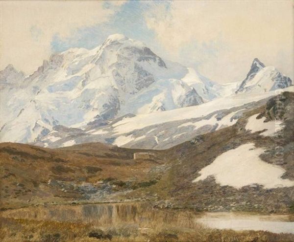 Vue De Zermatt Oil Painting by Janus la Cour