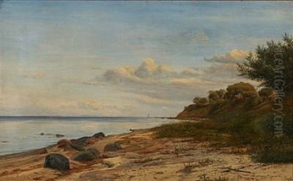 At Aarhus Bay, Denmark Oil Painting by Janus la Cour