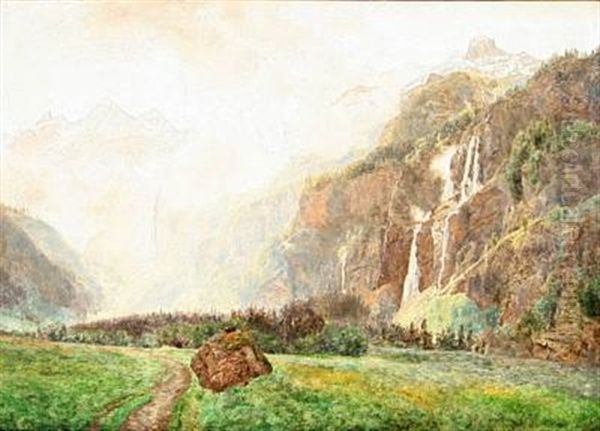 From Kandersteg In Switzerland Oil Painting by Janus la Cour