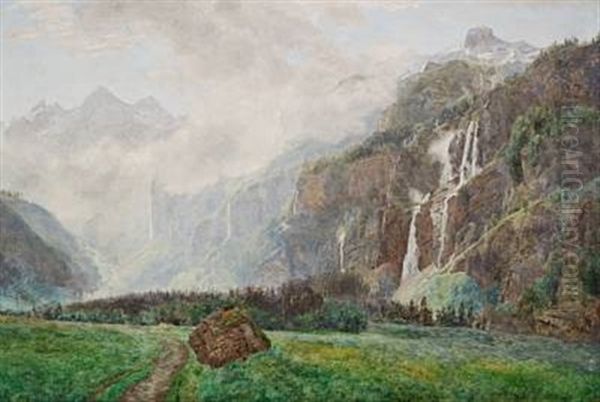 From Kandersteg In Switzerland Oil Painting by Janus la Cour