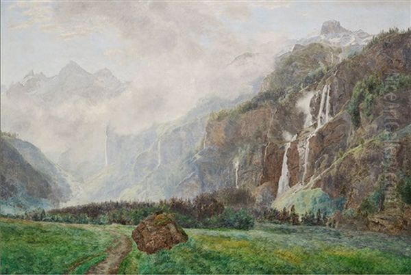 From Kandersteg In Switzerland Oil Painting by Janus la Cour