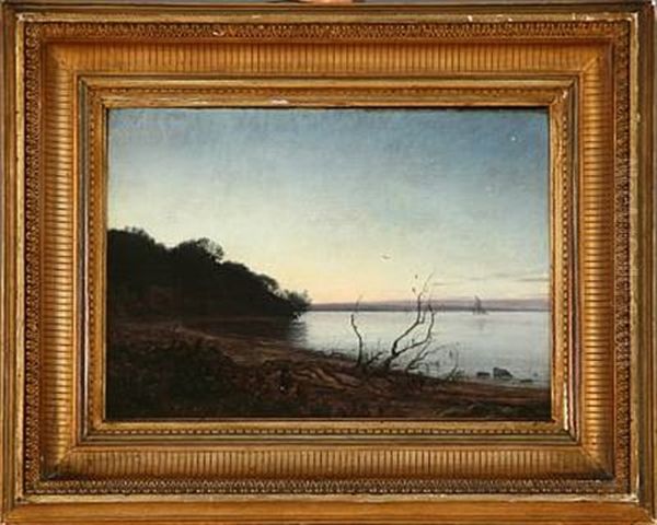 Evening Atmosphere Near The Sea, Presumably Near Arhus Oil Painting by Janus la Cour