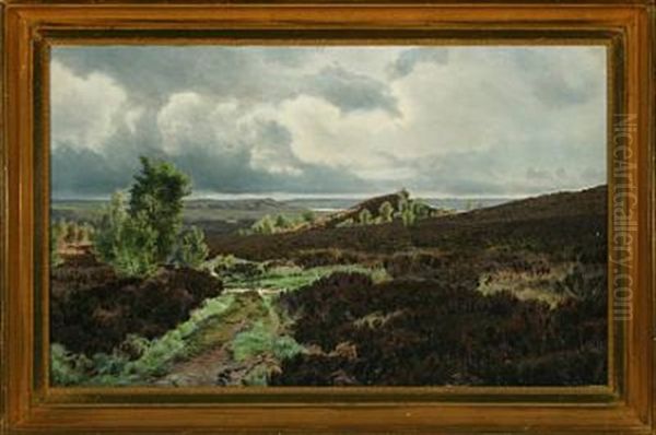 Landscape Near Silkeborg In Jutland Oil Painting by Janus la Cour