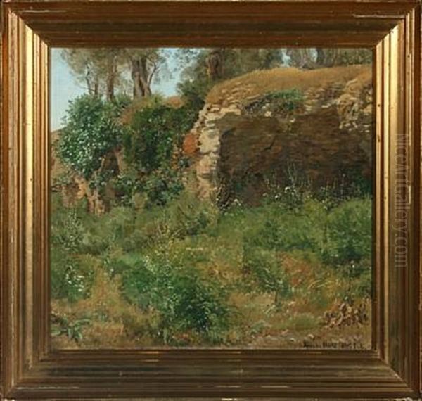 Ruins At Tivoli Oil Painting by Janus la Cour