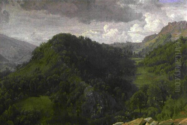 Vue De Rocca Di Stefano Oil Painting by Janus la Cour