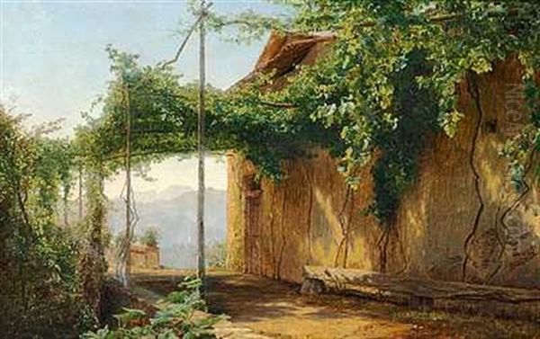 En Pergola Ved Nemisoen Oil Painting by Janus la Cour