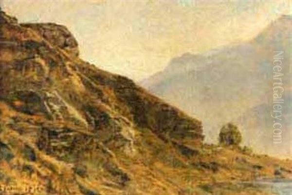 Mountain Slope Oil Painting by Janus la Cour