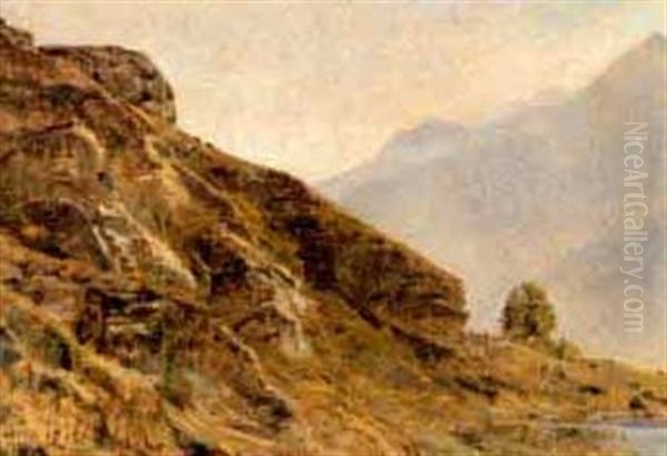 Mountain Slope Oil Painting by Janus la Cour