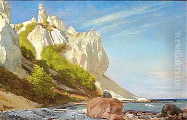 Parti Fra Moens Klint Med Sommerspiret Og Taleren Oil Painting by Janus la Cour