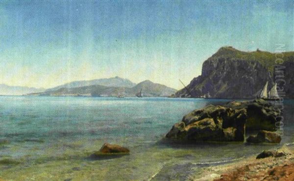 Sommerdag Ud For Kysten, Capri Oil Painting by Janus la Cour