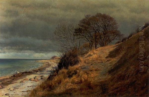 Tidlig Forarseftermiddag Ved Stranden Oil Painting by Janus la Cour