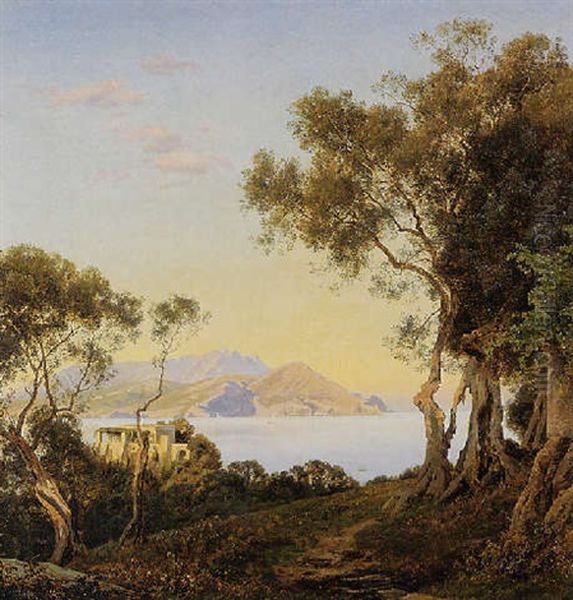 Italianate Landscape Oil Painting by Janus la Cour