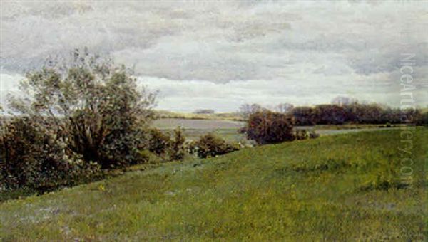 Udsigt Over Marker (flojstrup?) Oil Painting by Janus la Cour