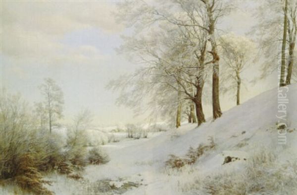 Winter Near Copenhagen Oil Painting by Janus la Cour