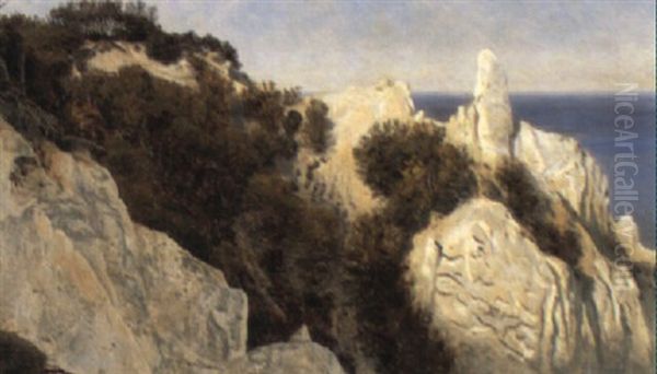 Sommerspiret Pa M+ns Klint Oil Painting by Janus la Cour