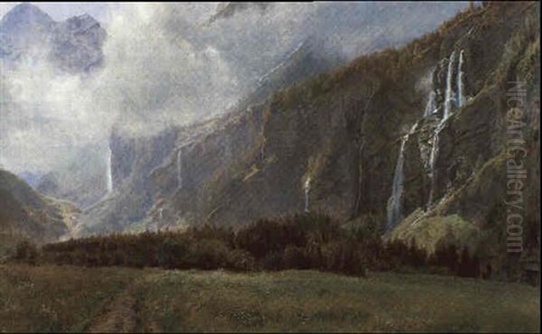 Kandersteg In Der Schweiz Oil Painting by Janus la Cour