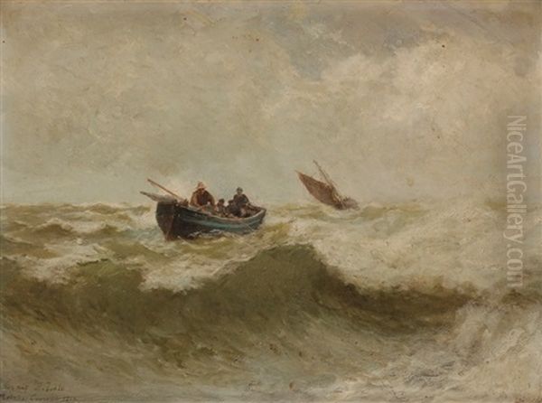 Pecheur En Mer Agitee, 1877 Oil Painting by Maurice Francois Auguste Courant