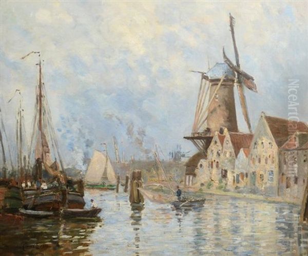 Paysage Hollandais Oil Painting by Maurice Francois Auguste Courant