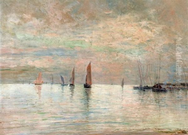 Paysage Maritime, Le Havre Oil Painting by Maurice Francois Auguste Courant