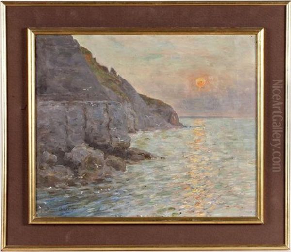 Falaise Au Crepuscule Oil Painting by Maurice Francois Auguste Courant