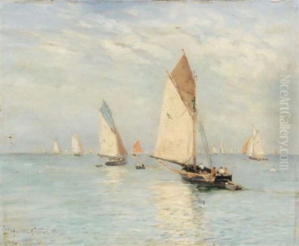 Regate Oil Painting by Maurice Francois Auguste Courant