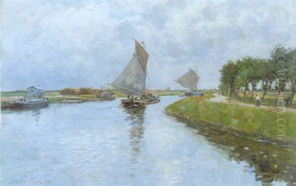 Path Along The River Oil Painting by Maurice Francois Auguste Courant