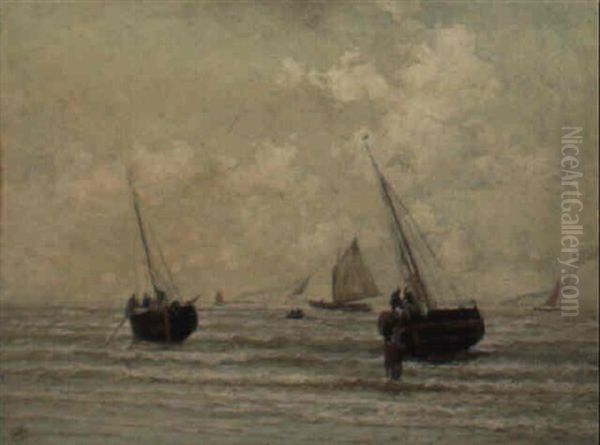 Marine Oil Painting by Maurice Francois Auguste Courant