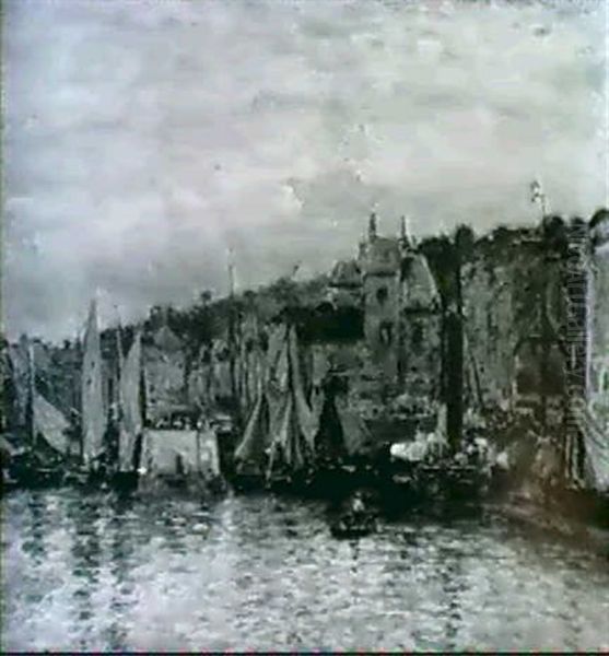 Port Au Crepescule Oil Painting by Maurice Francois Auguste Courant