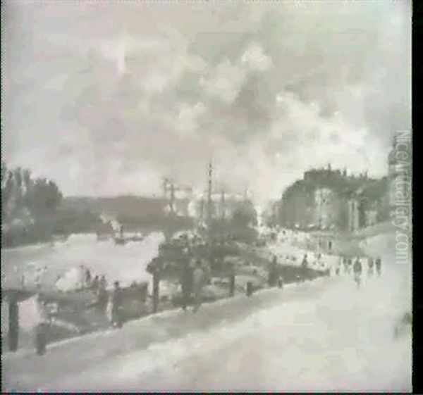 Le Port De Rouen Oil Painting by Maurice Francois Auguste Courant