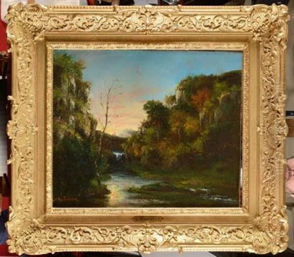 Paysage Jurassien Au Ruisseau Oil Painting by Gustave Courbet