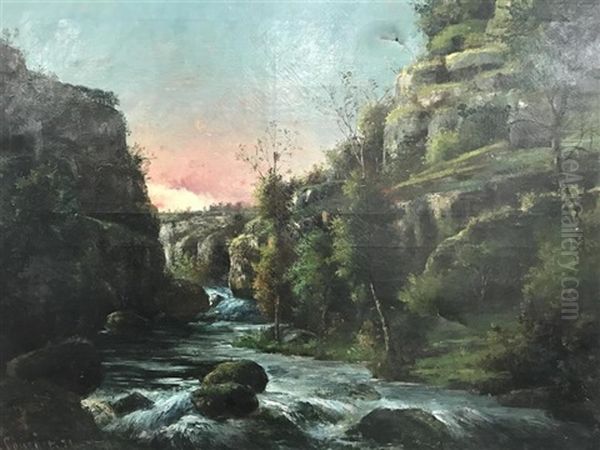 Torrent Au Couchant, 1873 Oil Painting by Gustave Courbet