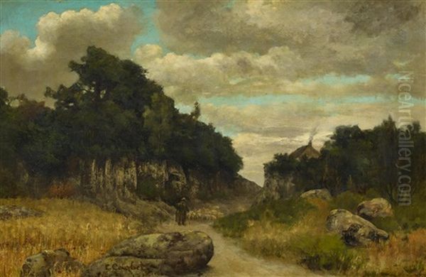 Landschaft Im Franzosischen Jura Oil Painting by Gustave Courbet