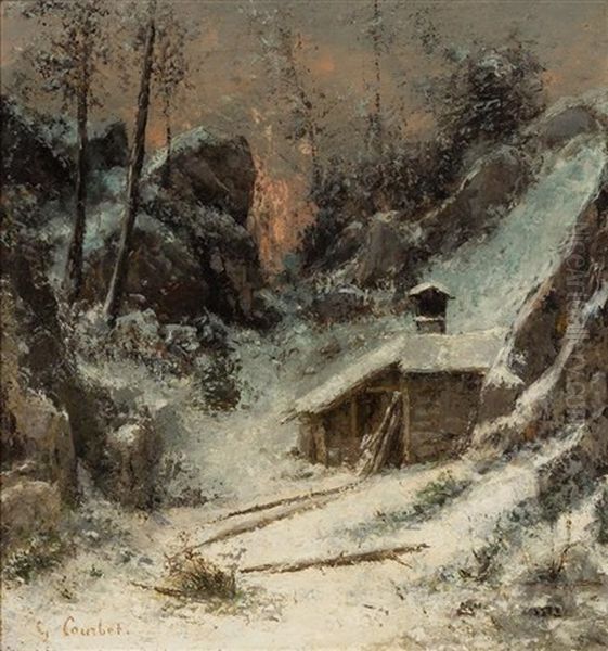 Effet De Neige, C. 1870 Oil Painting by Gustave Courbet