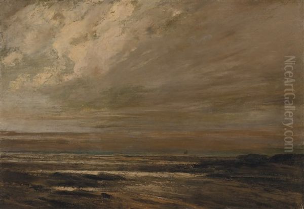 Paysage Marin, Environs De Trouville Oil Painting by Gustave Courbet