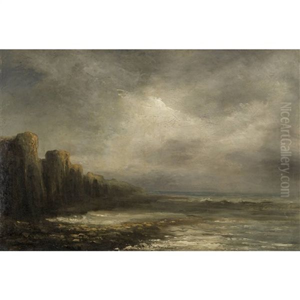 Felsige Kustenpartie In Der Bretagne Oil Painting by Gustave Courbet