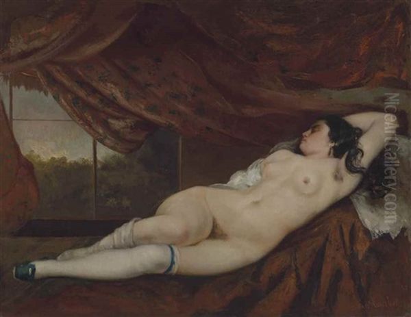 Femme Nue Couchee Oil Painting by Gustave Courbet