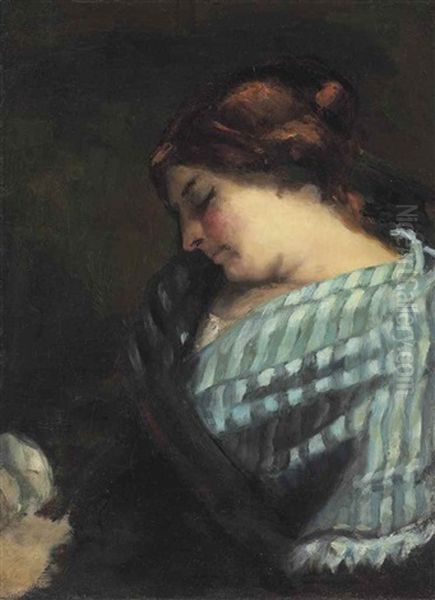 Study For La Fileuse Endormie Oil Painting by Gustave Courbet