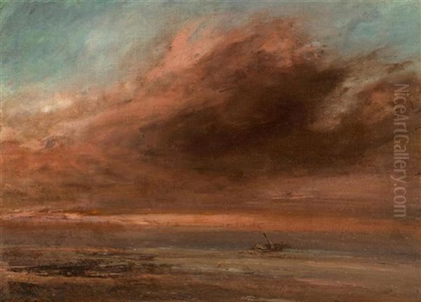 Bord De Mer (in Collaboration W/his Studio) Oil Painting by Gustave Courbet