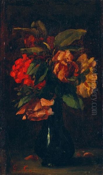 Bouquet Oil Painting by Gustave Courbet