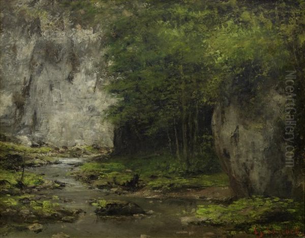 Woodland Stream Oil Painting by Gustave Courbet