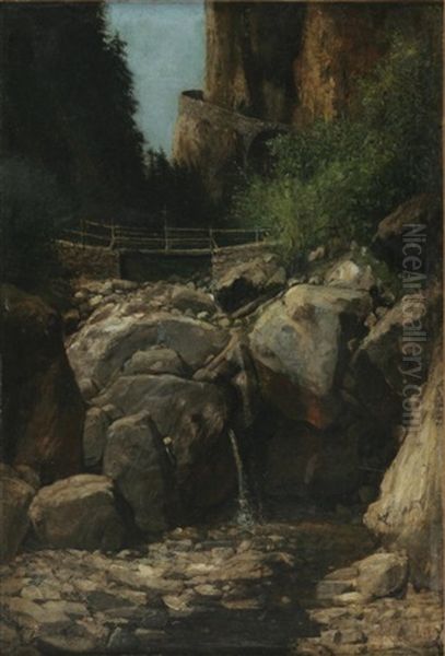 Bridge Over Ravine Oil Painting by Gustave Courbet