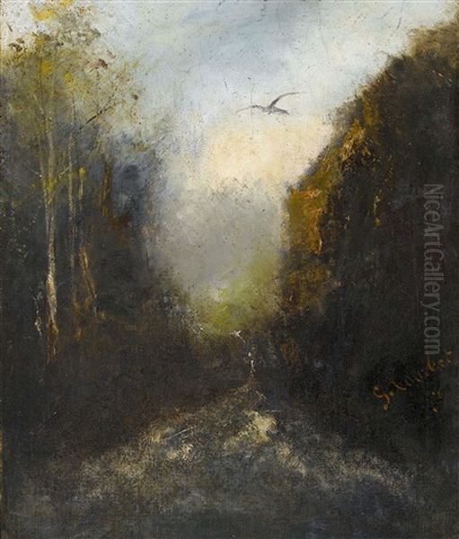 Bewaldete Bachlandschaft Mit Vogel Oil Painting by Gustave Courbet