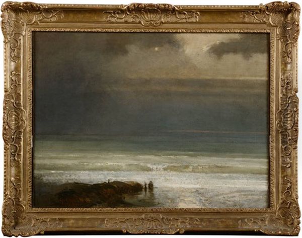 Bord De Mer (collab. W/unknown Artist) Oil Painting by Gustave Courbet