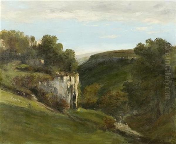 Landschaft Mit Tal Und Felswand Oil Painting by Gustave Courbet