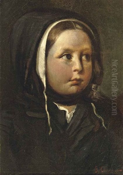 Portrait D'une Fillette Oil Painting by Gustave Courbet