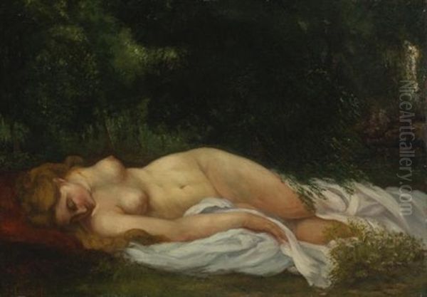 Nu Couche Oil Painting by Gustave Courbet