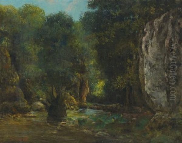 Le Puits Noir (les Gorges De La Loue) Oil Painting by Gustave Courbet