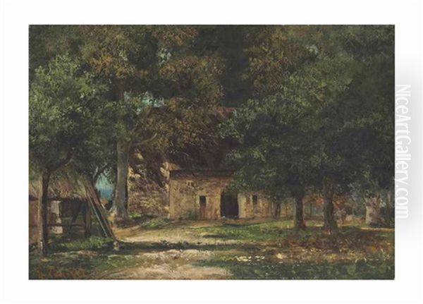 Le Jardin De La Mere Toutain A Honfleur Oil Painting by Gustave Courbet